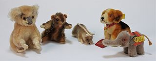 5PC Steiff Miniature Stuffed Animal Collection