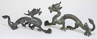 PR Chinese Bronze Dragon Sculptures