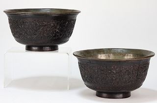 PR Chinese Qing Coconut Shell & Pewter Bowls