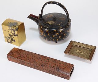 4PC Chinese Japanese Lacquer Collection