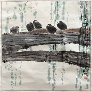 Hu Bo Avian Scroll Painting