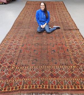 C.1900 Antique Turkman Oversized Carpet Rug