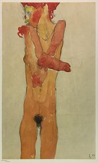 Egon Schiele (After) - Nude Girl with Crossed Arms