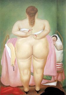 Fernando Botero (after) - Woman Putting on Her
