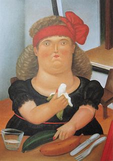 Fernando Botero (after) - Colombian Eating Bananas