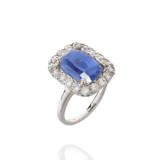 GIA Burma Sapphire, Diamond and 18K Ring