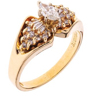 RING WITH DIAMONDS IN 14K YELLOW GOLD Marquise cut diamond ~0.20 ct Clarity: VS2-SI1, Diamonds (different cuts) | ANILLO CON DIAMANTES EN ORO AMARILLO