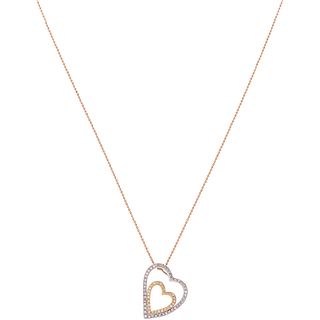 CHOKER AND PENDANT WITH DIAMONDS IN YELLOW, WHITE AND PINK 14K GOLD 8x8 cut diamonds ~0.40 ct. Weight: 3.1 g | GARGANTILLA Y PENDIENTE CON DIAMANTES E