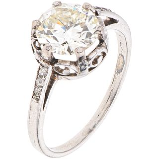 RING WITH DIAMONDS IN PLATINUM AND PALLADIUM SILVER 1 Brilliant cut diamond ~1.20 ct Clarity: I1-I2, Antique cut diamonds | ANILLO CON DIAMANTES EN PL