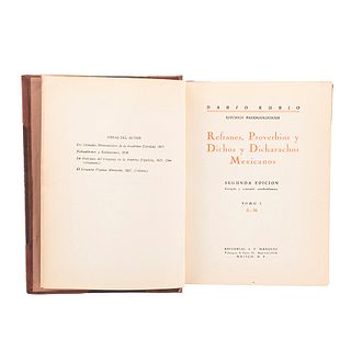 Rubio, Darío. Refranes, Proverbios y Dichos y Dicharachos Mexicanos. Estudios Paremiológicos. México: 1940. Tomos I - II, en un volumen