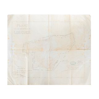 Moreno, Pedro. Plano de la Hacienda de los Cues. Querétaro, enero 12, 1895. Tinta sobre papel para plano,49.8x65 cm. Copia del original