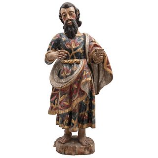 ST PAUL MEXICO, 19TH CENTURY Gilded and polychrome wood carving Conservation details 40.9 x 19.2 x 13.3" (104 x 49 x 34 cm) | SAN PABLO MÉXICO, SIGLO 