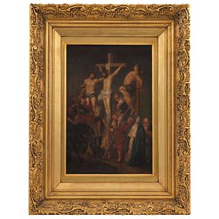 CRUCIFIXIÓN DE CRISTO EUROPE, 19TH CENTURY Signed and dated on back R. H. 1619 Oil on canvas Conservation details | CRUCIFIXIÓN DE CRISTO EUROPA, SIGL