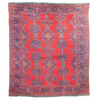 IRANIAN RUG, 20TH CENTURY, Handmade in wool fibers with natural dyes in red, beige and blue 145.6 x 129" (370 x 328 cm) | TAPETE IRANÍ SIGLO XX Elabor