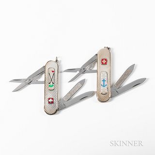 Two Silver Swiss Army Pocket Knives