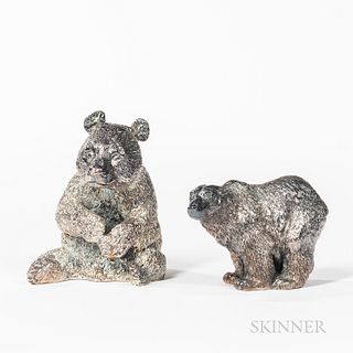 Two Small Sterling Silver Bear Figures