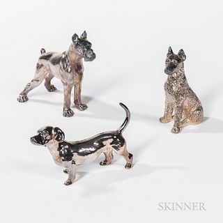 Three Sterling Silver Dogs