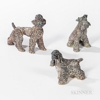 Three Sterling Silver Dog Figures