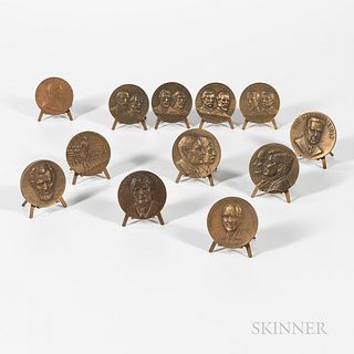 Group of Twelve Bronze Medals of American Historical Interest