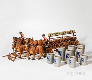 Lowenbrau Collectible Horse Cart and other Breweriana