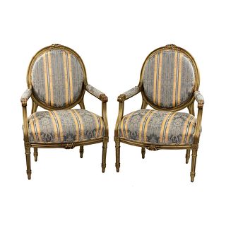 (2) Pair of French Louis XVI Bergere Chairs