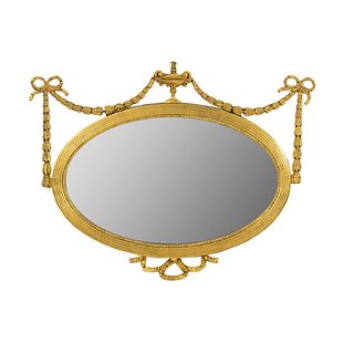 Adam's Style Regency Giltwood Ribbon Oval Mirror