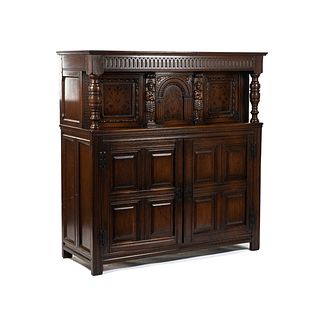 Flemish Renaissance Style Oak Side Cabinet Beeldenkast