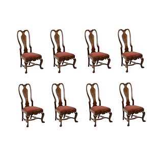 Set of 8 Queen Anne Style Dining Side Chairs
