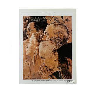 Norman Rockwell 'Freedom of Worship' Print signed