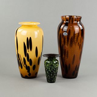 (3) Group of Art Glass Vases Incl. Maestri Vetrai Glass