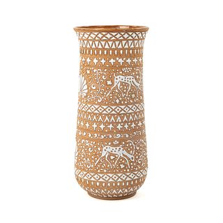 Ancient Greek Style Rhodes Earthenware Clay Gazelle Vase