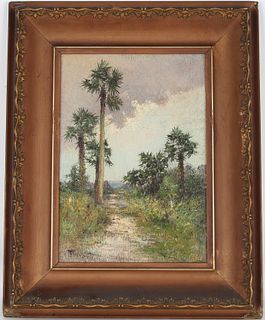 Florida School, Early Landscape Painting.  Signed