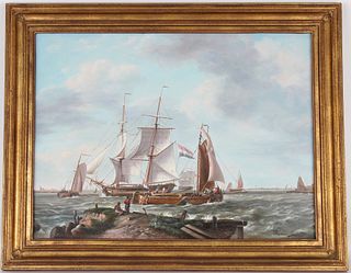 Thomas Scott (20th C.) Ships in Harbor