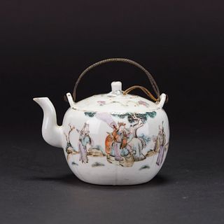 A CHINESE FAMILLE ROSE 'FIGURAL' TEAPOT, TONGZHI MARK 