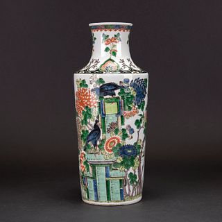 A WUCAI 'FLOWER AND BIRD' VASE 