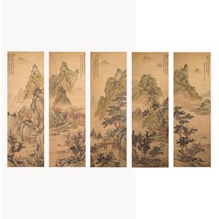 LOT OF 5, ANONYMOUS (QING DYNASTY), LANDSCAPE 