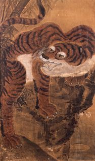 A CHINESE PAINTING OF TIGER 