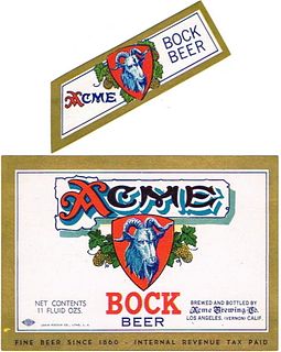 1945 Acme Bock Beer 11oz WS8-16 Los Angeles, California