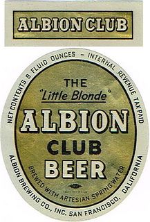 1945 Albion Club Beer 8oz WS35-08 San Francisco, California