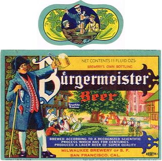 1934 Burgermeister Beer 11oz WS40-20 San Francisco, California