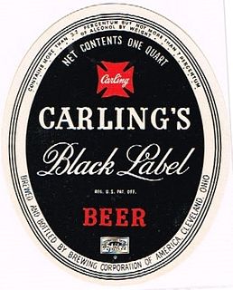 1952 Carling's Black Label Lager Beer 32oz One Quart Cleveland, Ohio