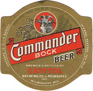 1939 Commander Bock Beer 12oz WI290-13 Milwaukee, Wisconsin