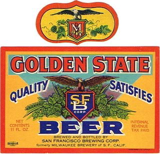 1938 Golden State Beer 11oz WS45-13 San Francisco, California
