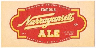 1950 Narragansett Ale (Quart) 15Â½ Gallon Half Barrel Providence, Rhode Island