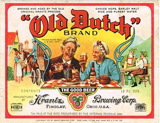 1947 Old Dutch Brand Beer 12oz OH68-18v Findlay, Ohio