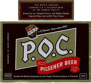 1952 P.O.C. Pilsener Beer 12oz Cleveland, Ohio