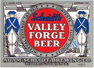 1944 Scheidt's Valley Forge Beer 7oz PA61-06 Norristown, Pennsylvania