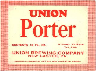 1935 Union Porter 12oz No Ref. New Castle, Pennsylvania
