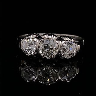 1940s Platinum Three Diamond Ring
