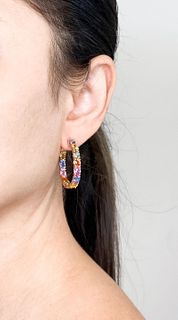 18k Multi Color Sapphire Huggie EarringsÂ 